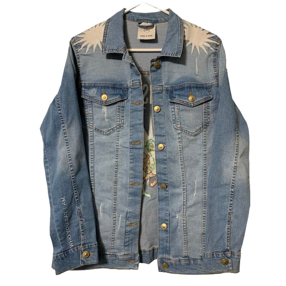 Hillsong Worship THERE IS MORE Denim Jacket Embroidered Long Sleeves Size M - Picture 2 of 9